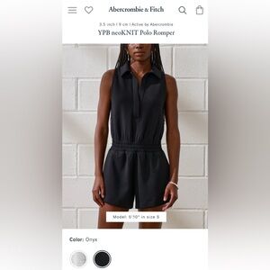 Abercrombie & Fitch YPB neoKNIT Polo Romper in Onyx